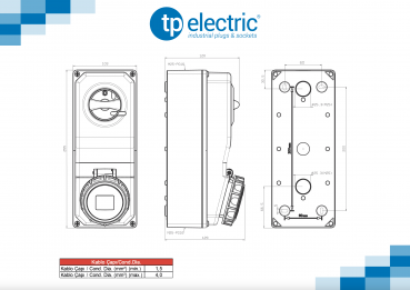 Preview: CEE Schaltersteckdose 5x16A IP65 mit Interlock abschaltbar
