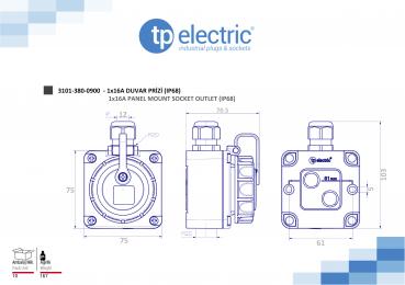 Preview: Schutzkontakt Wandsteckdose 1x16A IP68