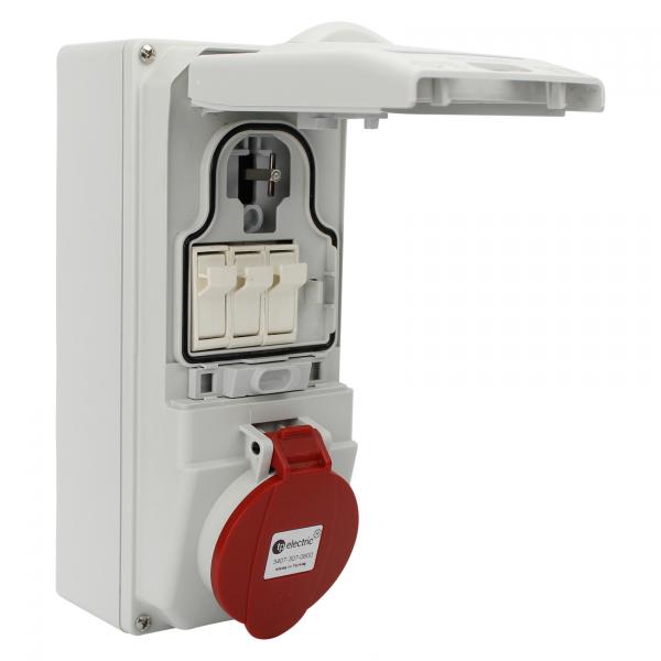 CEE Schaltersteckdose 5x32A IP44 inkl. Sicherung mit Interlock abschaltbar