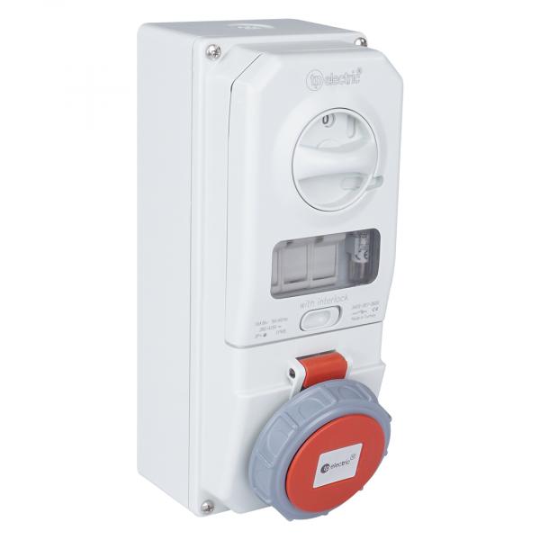 CEE Schaltersteckdose 5x32A IP65 inkl. Sicherung mit Interlock abschaltbar