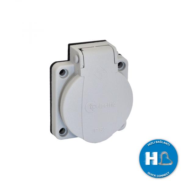 Anbausteckdose mit Steckklemme (Grau)