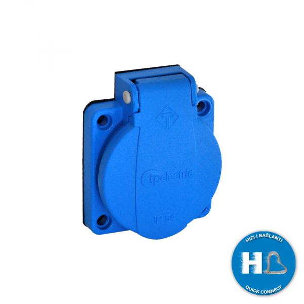 Anbausteckdose mit Steckklemme (Blau)